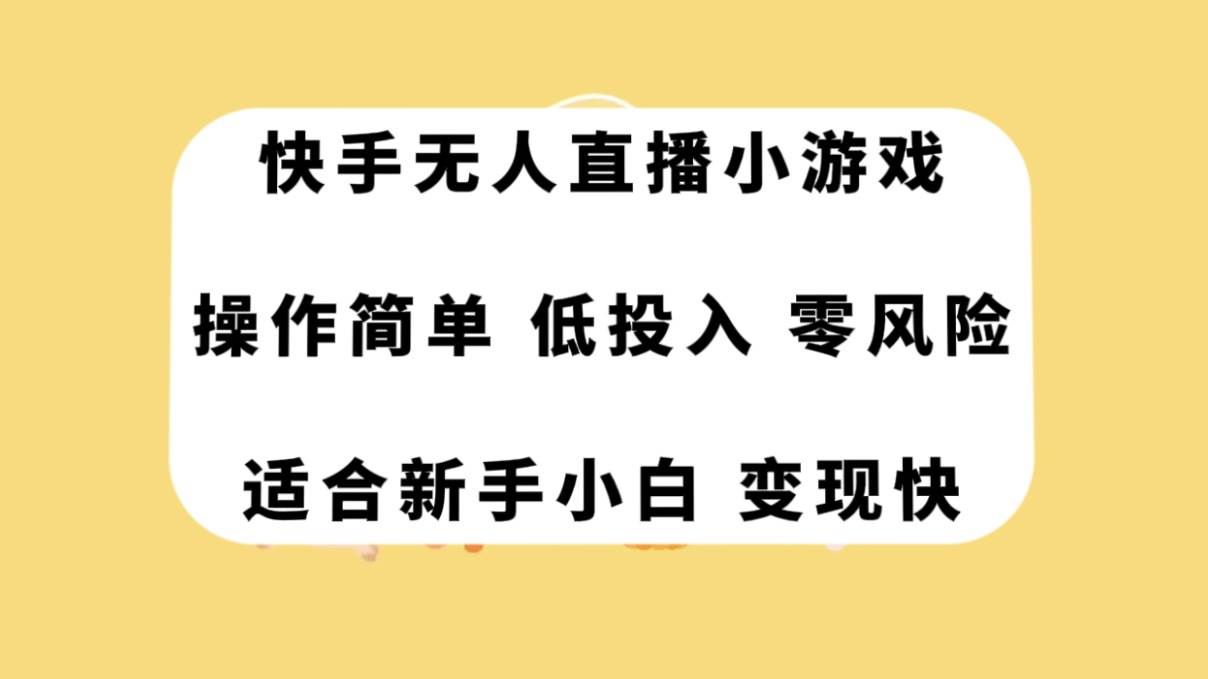 快手无人直播小游戏，操作简单，低投入零风险变现快-廉价云资源网