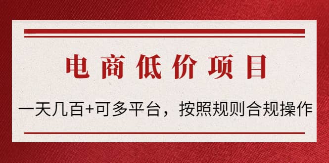 电商低价赔FU项目：按照规则合规操作-廉价云资源网