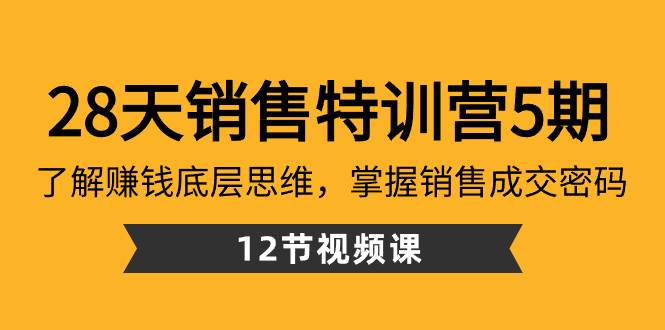 28天·销售特训营5期：了解赚钱底层思维，掌握销售成交密码（12节课）-廉价云资源网