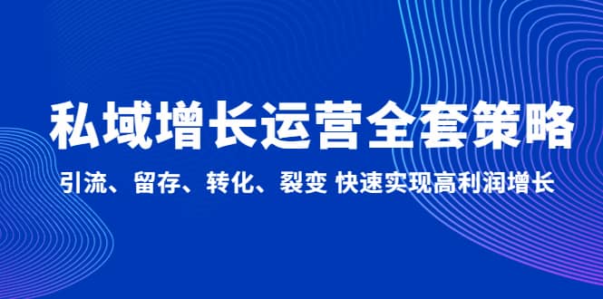 私域增长运营全套策略：引流、留存、转化、裂变 快速实现高利润增长-廉价云资源网