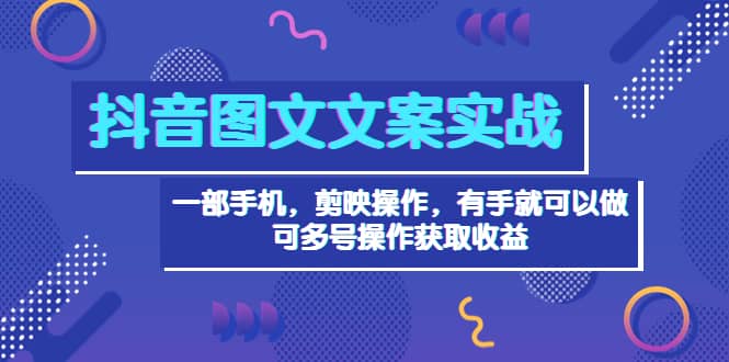抖音图文毒文案实战：一部手机 剪映操作 有手就能做，单号日入几十 可多号-廉价云资源网