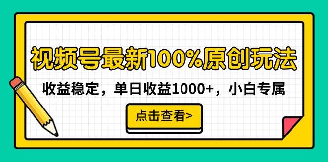 视频号最新100%原创玩法，收益稳定，单日收益1000+，小白专属-廉价云资源网