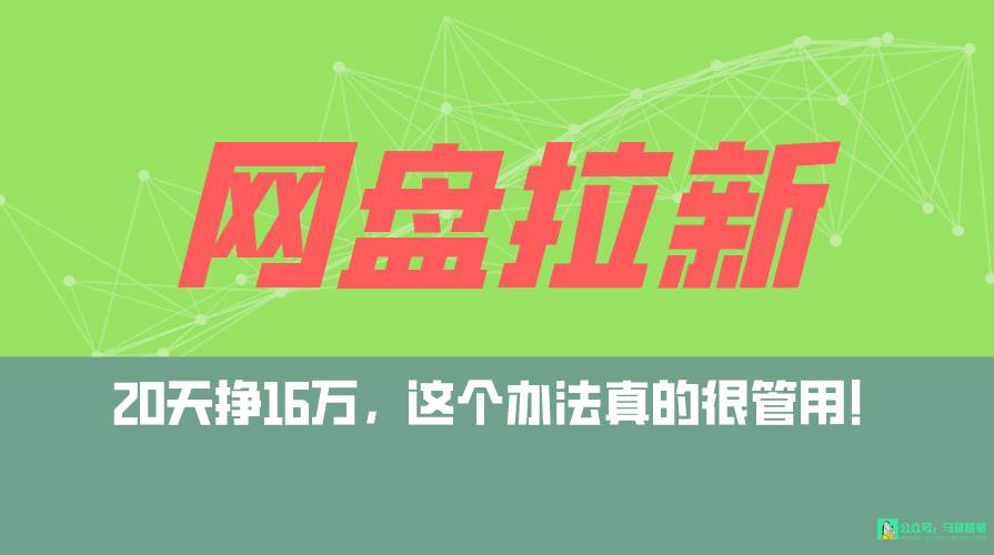 网盘拉新+私域全自动玩法，0粉起号，小白可做，当天见收益，已测单日破5000-廉价云资源网