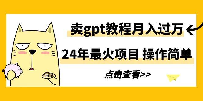 24年最火项目，卖gpt教程月入过万，操作简单-廉价云资源网
