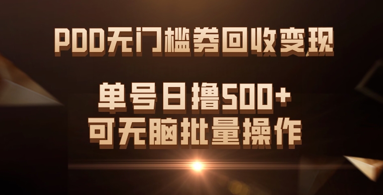 PDD无门槛券回收变现，单号日撸500+，可无脑-廉价云资源网