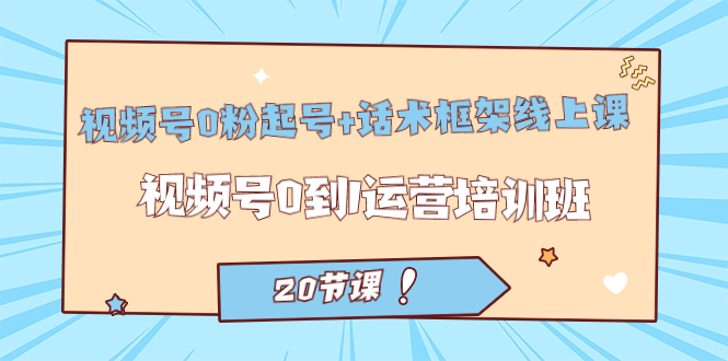 视频号·0粉起号+话术框架线上课：视频号0到1运营培训班（20节课）-廉价云资源网