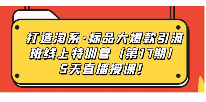 打造淘系·标品大爆款引流班线上特训营5天直播授课！-廉价云资源网