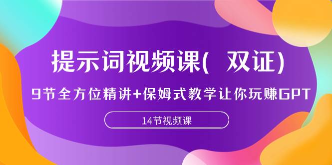 提示词视频课（双证），9节全方位精讲+保姆式教学让你玩赚GPT-廉价云资源网