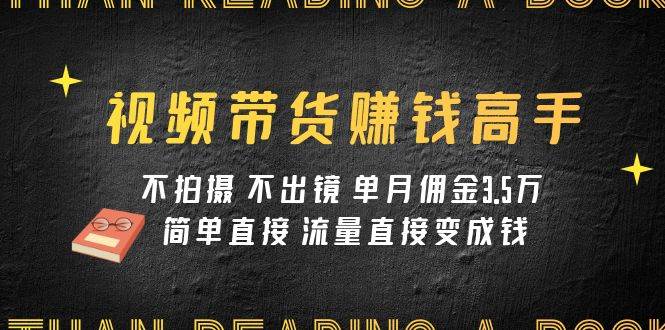 视频带货赚钱高手课程：不拍摄 不出镜 单月佣金3.5w 简单直接 流量直接变钱-廉价云资源网