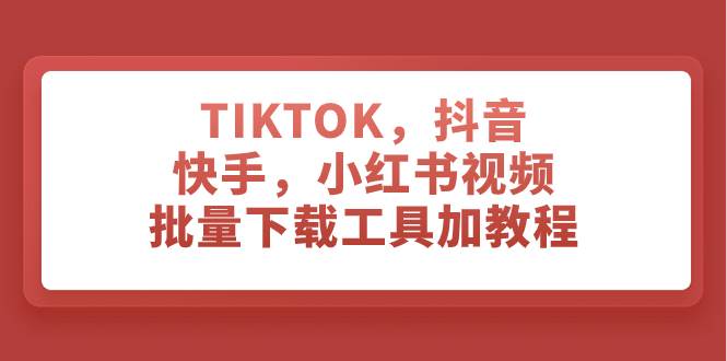 TIKTOK，抖音，快手，小红书视频批量下载工具加教程-廉价云资源网
