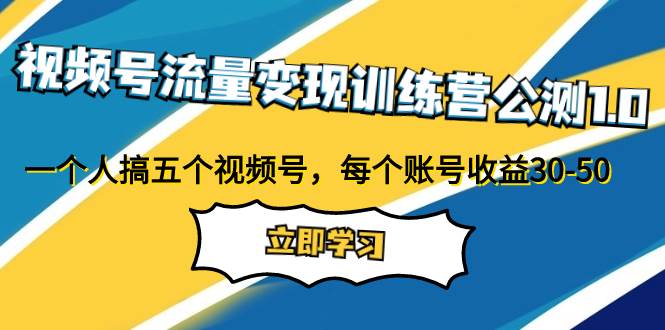 视频号流量变现训练营公测1.0：一个人搞五个视频号，每个账号收益30-50-廉价云资源网