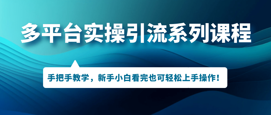 多平台实操引流系列课程，手把手教学，新手小白看完也可轻松上手引流操作-廉价云资源网