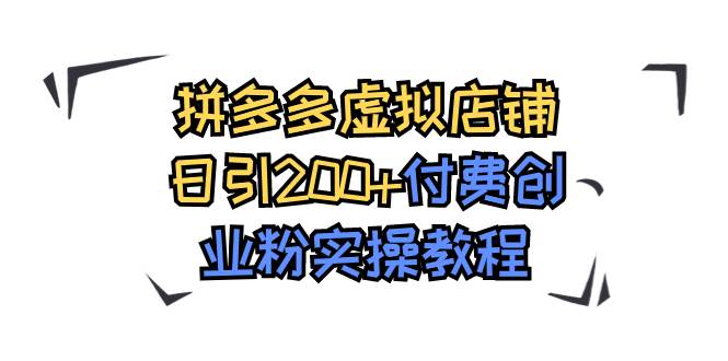 拼多多虚拟店铺日引200+付费创业粉实操教程-廉价云资源网