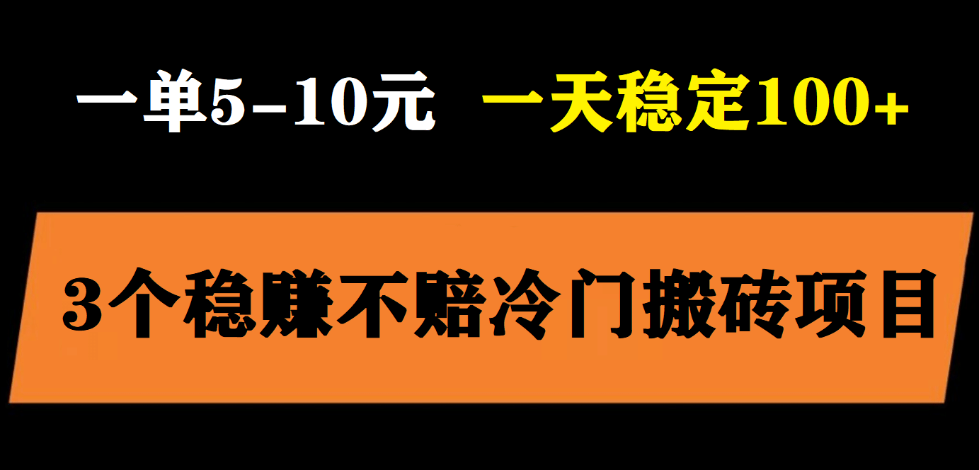 3个最新稳定的冷门搬砖项目，小白无脑照抄当日变现日入过百-廉价云资源网