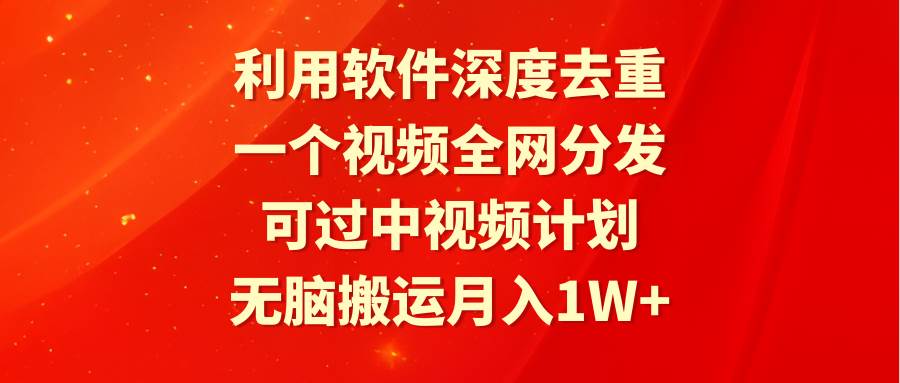 利用软件深度去重，一个视频全网分发，可过中视频计划，无脑搬运月入1W+-廉价云资源网
