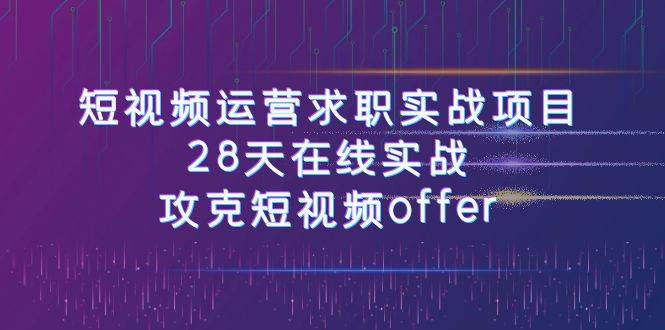 短视频运-营求职实战项目，28天在线实战，攻克短视频offer（46节课）-廉价云资源网