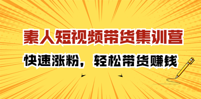 素人短视频带货集训营：快速涨粉，轻松带货赚钱-廉价云资源网