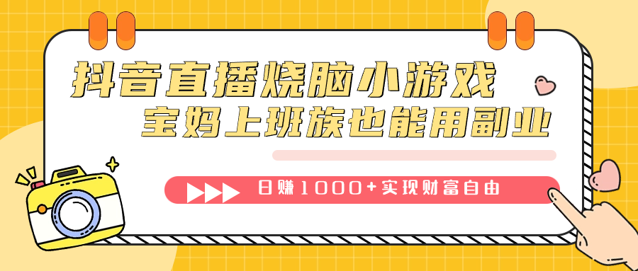 抖音直播烧脑小游戏，不需要找话题聊天，宝妈上班族也能用副业日赚1000+-廉价云资源网