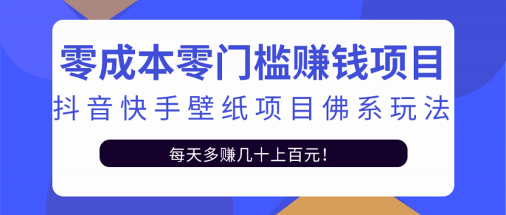 零成本零门槛赚钱项目：抖音快手壁纸项目佛系玩法，一天变现500+【视频教程】-廉价云资源网