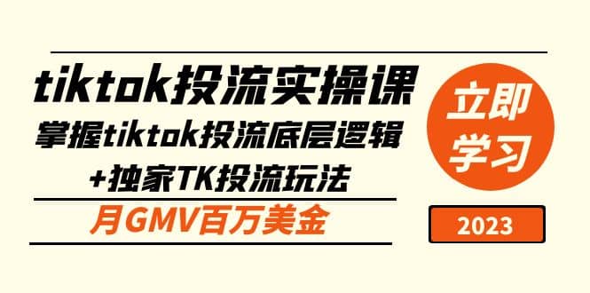 tiktok投流实操课：掌握tiktok投流底层逻辑+独家TK投流玩法-廉价云资源网