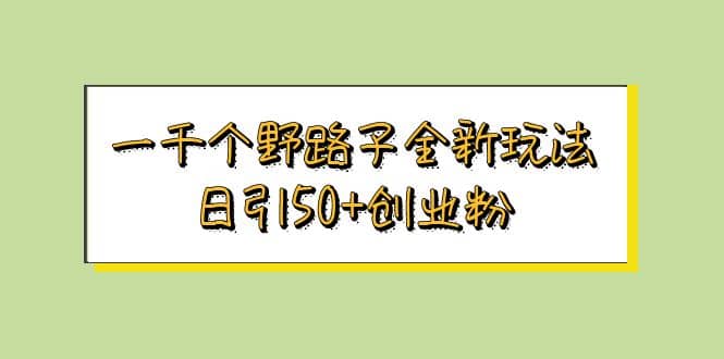 一千个野路子全新玩法 日引50+创业粉-廉价云资源网