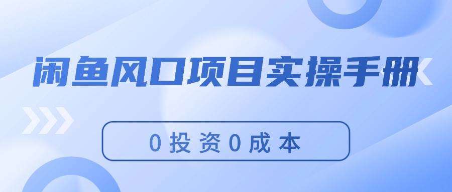 闲鱼风口项目实操手册，0投资0成本，让你做到，月入过万，新手可做-廉价云资源网