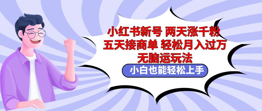 小红书新号两天涨千粉五天接商单轻松月入过万 无脑搬运玩法 小白也能轻…-廉价云资源网