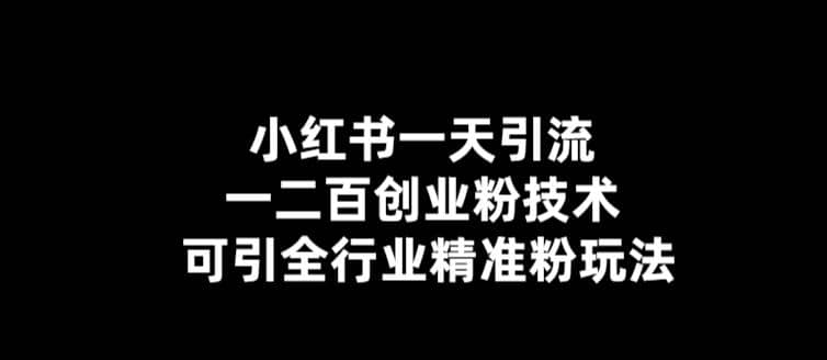 【引流必备】小红书一天引流一二百创业粉技术，可引全行业精准粉玩法-廉价云资源网