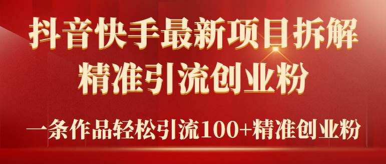 2024年抖音快手最新项目拆解视频引流创业粉，一天轻松引流精准创业粉100+-廉价云资源网