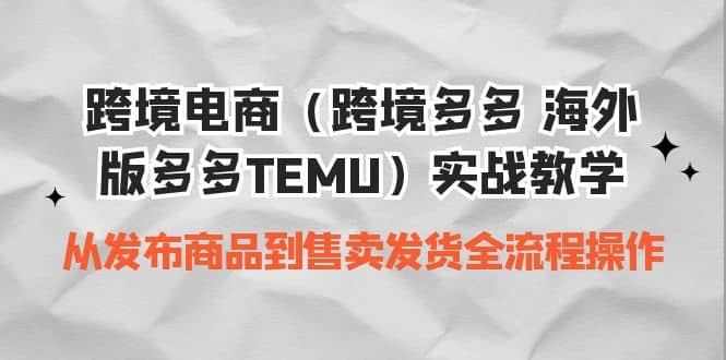 跨境电商（跨境多多 海外版多多TEMU）实操教学 从发布商品到售卖发货全流程-廉价云资源网