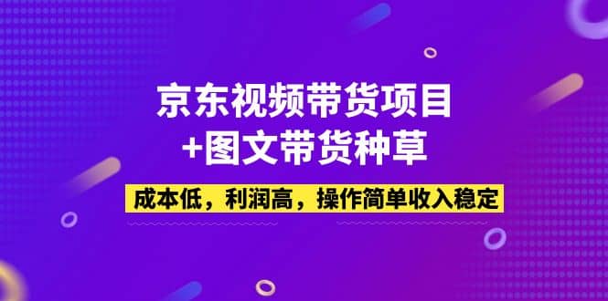 京东视频带货项目+图文带货种草，成本低，利润高，操作简单收入稳定-廉价云资源网