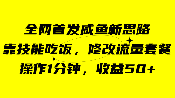 咸鱼冷门新玩法，靠“技能吃饭”，修改流量套餐，操作1分钟，收益50+-廉价云资源网
