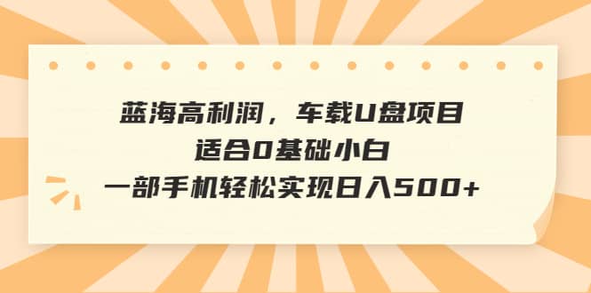 蓝海高利润，车载U盘项目，适合0基础小白，一部手机轻松实现日入500+-廉价云资源网