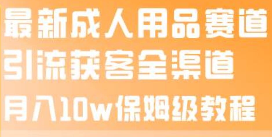 最新成人用品赛道引流获客全渠道，月入10w保姆级教程-廉价云资源网