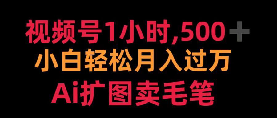 视频号1小时，500＋ 小白轻松月入过万 Ai扩图卖毛笔-廉价云资源网