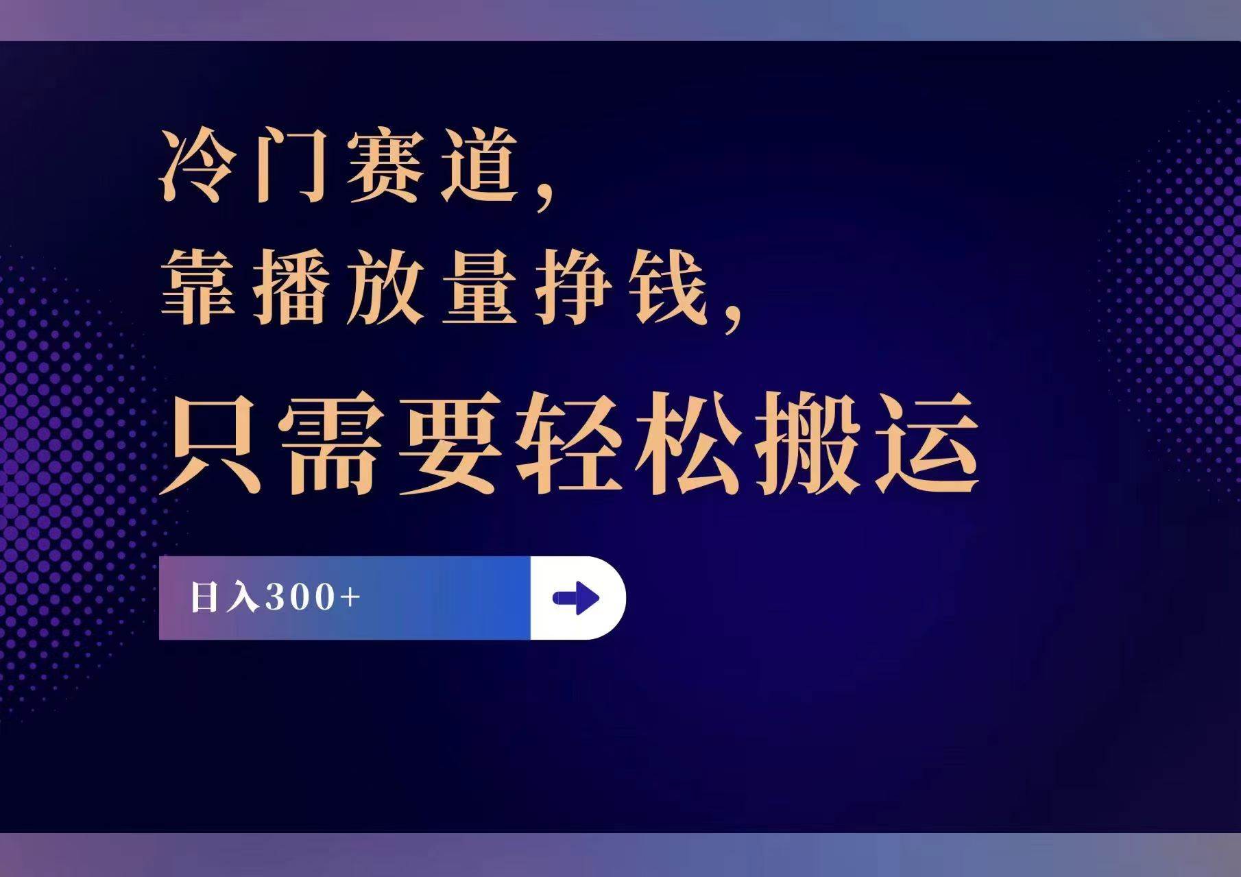 冷门赛道，靠播放量挣钱，只需要轻松搬运，日赚300+-廉价云资源网