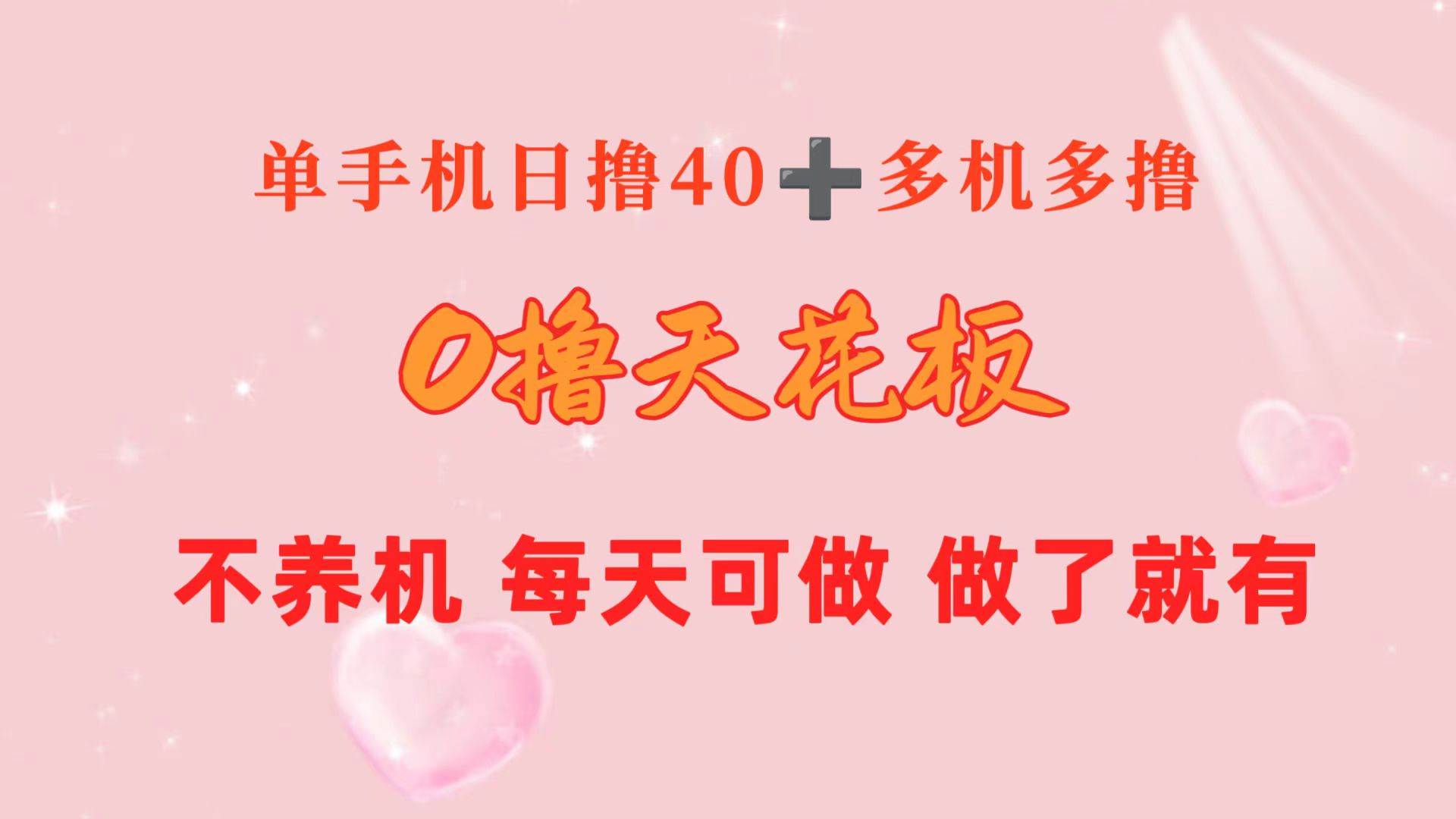 0撸天花板 单手机日收益40+ 2台80+ 单人可操作10台 做了就有 长期稳定-廉价云资源网