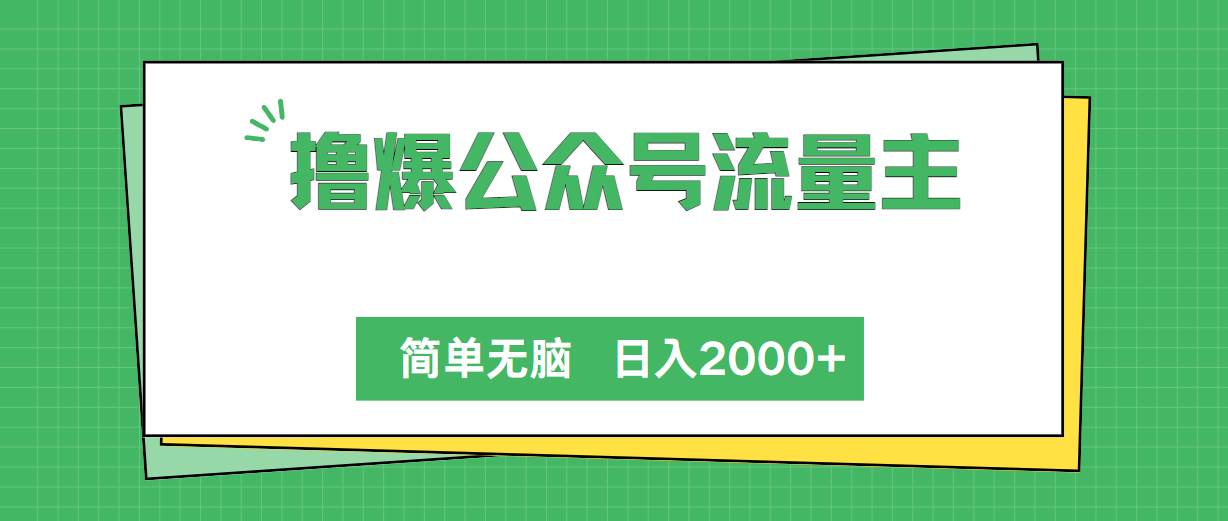 撸爆公众号流量主，简单无脑，单日变现2000+-廉价云资源网