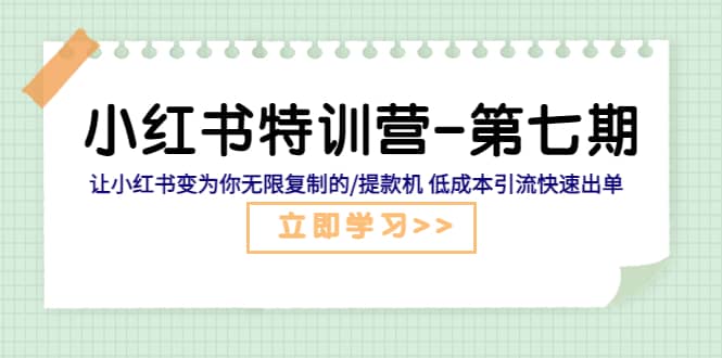 小红书特训营-第七期 让小红书变为你无限复制的/提款机 低成本引流快速出单-廉价云资源网