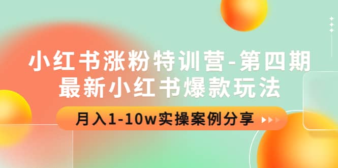 小红书涨粉特训营-第四期：最新小红书爆款玩法，实操案例分享-廉价云资源网