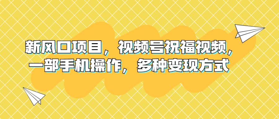 新风口项目，视频号祝福视频，一部手机操作，多种变现方式-廉价云资源网