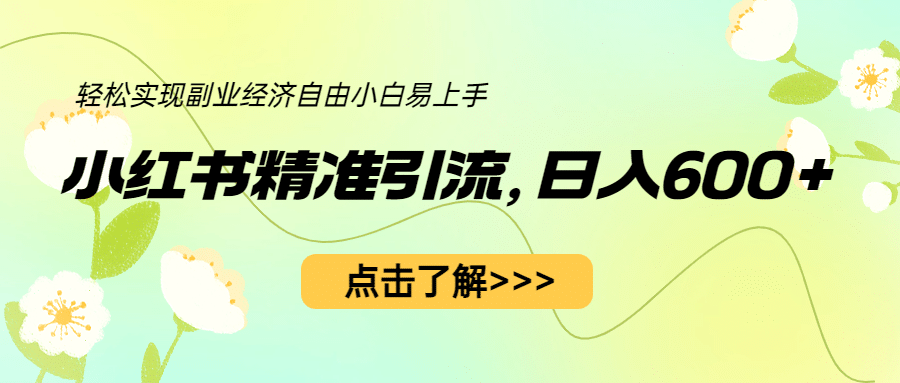 小红书精准引流，小白日入600+，轻松实现副业经济自由（教程+1153G资源）-廉价云资源网