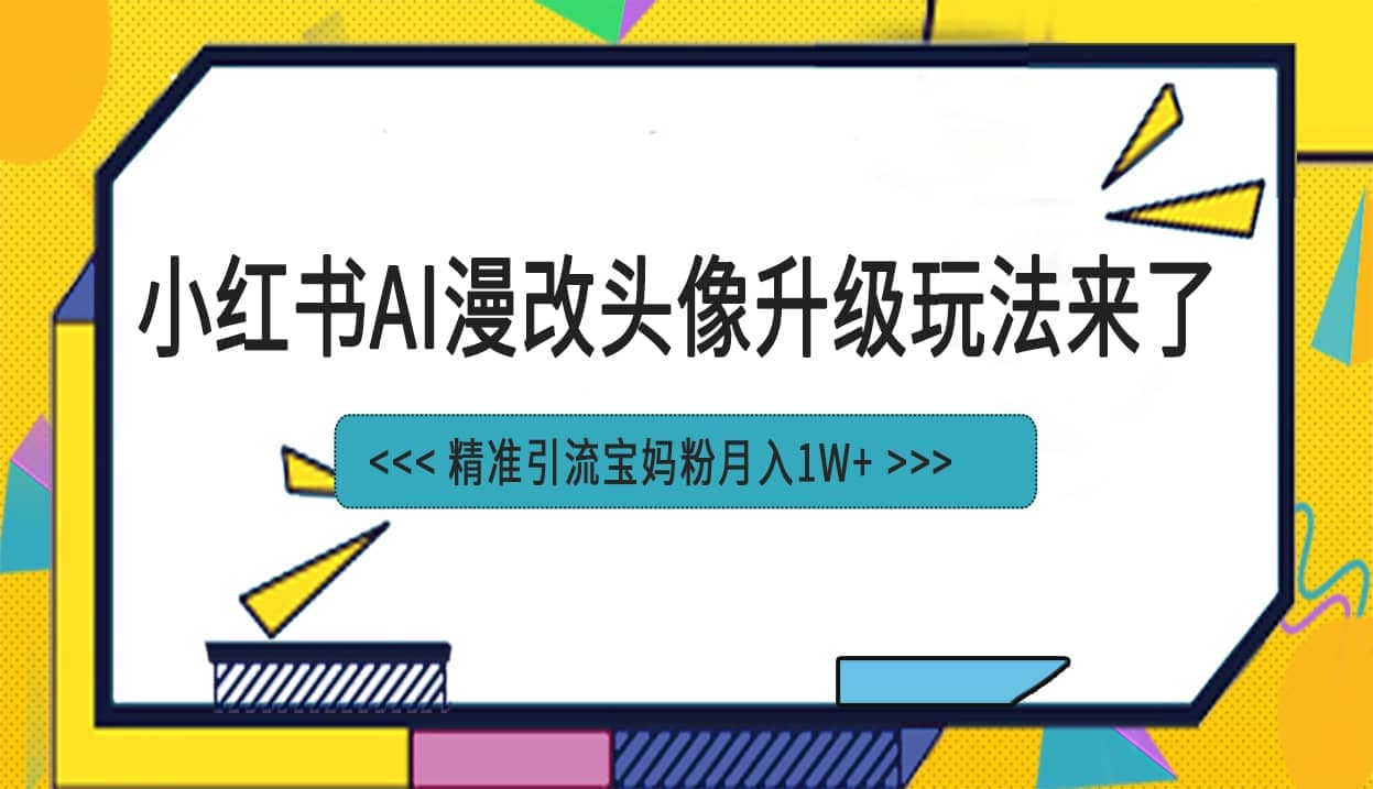 小红书最新AI漫改头像项目，精准引流宝妈粉，月入1w+-廉价云资源网
