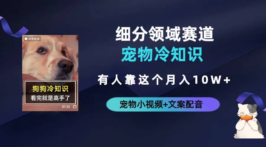 不起眼的抖音细分赛道-宠物冷知识，一段宠物视频配文案，有人靠这个月入10w-廉价云资源网