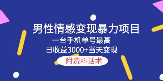 男性情感变现暴力项目，一台手机当天变现，附资料话术-廉价云资源网