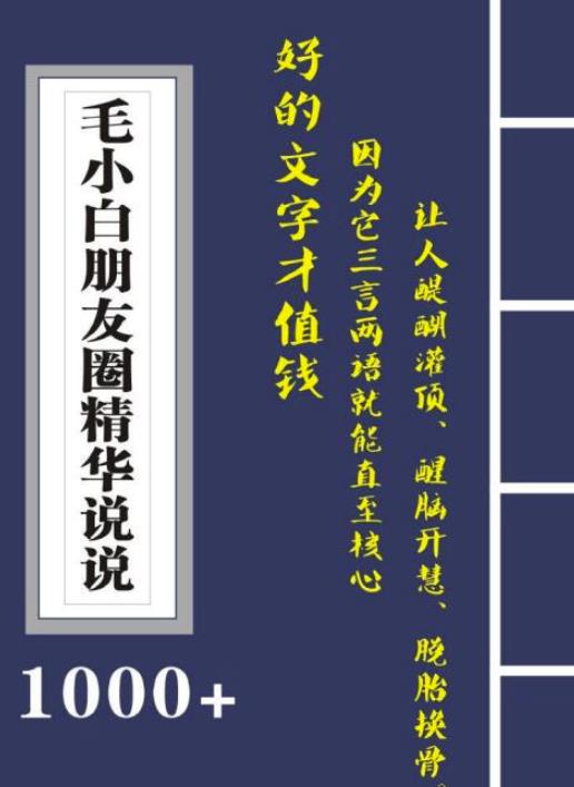 毛小白内容合集《朋友圈说说精华1000+》好的文字才值钱（第1部+2部）-廉价云资源网
