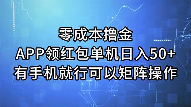 零成本撸金，APP领红包，单机日入50+，有手机就行，可以矩阵操作-廉价云资源网