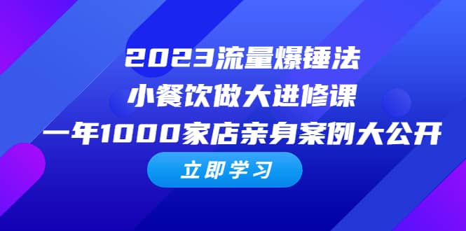 2023流量 爆锤法，小餐饮做大进修课，一年1000家店亲身案例大公开-廉价云资源网