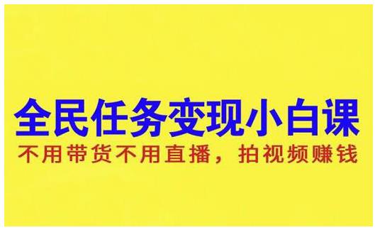 抖音全民任务变现小白课，不用带货不用直播，拍视频就能赚钱-廉价云资源网