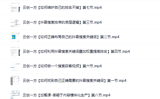 云创一方2022抖音SEO系列课程，教你如何快速上抖音搜索排名第一-廉价云资源网